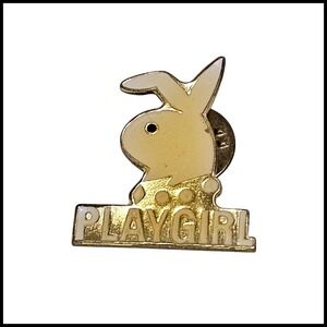 Playgirl Bunny Rabbit Pin Brooch Lapel Enamel Gold Tone Vintage‎ Jewelry